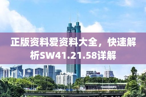 正版资料爱资料大全，快速解析SW41.21.58详解