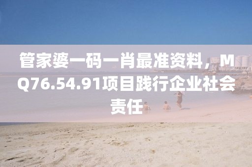 管家婆一码一肖最准资料，MQ76.54.91项目践行企业社会责任