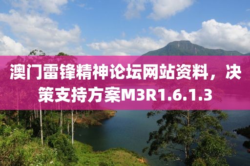 澳门雷锋精神论坛网站资料，决策支持方案M3R1.6.1.3