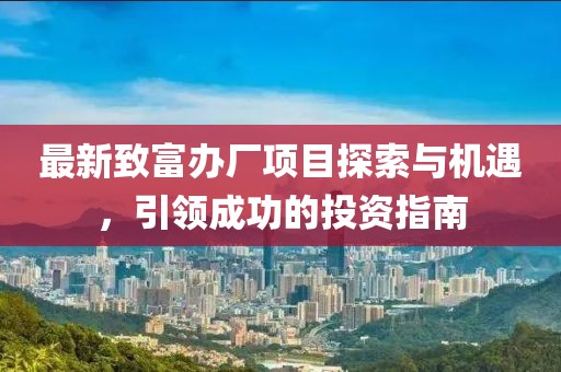 最新致富办厂项目探索与机遇，引领成功的投资指南