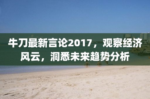 牛刀最新言论2017，观察经济风云，洞悉未来趋势分析