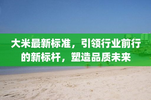 大米最新标准，引领行业前行的新标杆，塑造品质未来