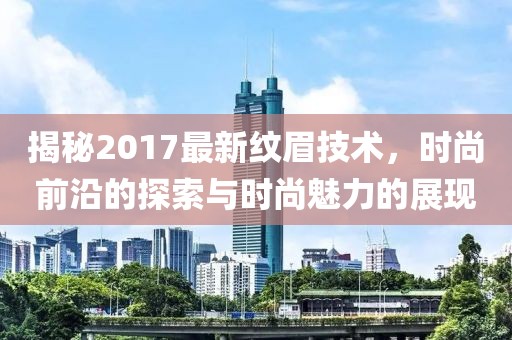 揭秘2017最新纹眉技术，时尚前沿的探索与时尚魅力的展现