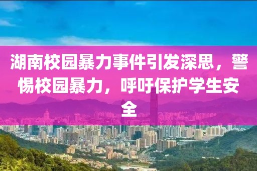 湖南校园暴力事件引发深思，警惕校园暴力，呼吁保护学生安全