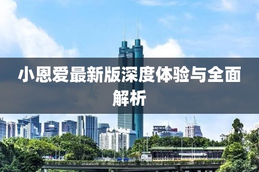小恩爱最新版深度体验与全面解析