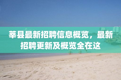 莘县最新招聘信息概览，最新招聘更新及概览全在这
