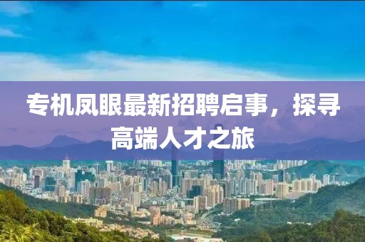 专机凤眼最新招聘启事，探寻高端人才之旅