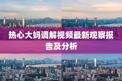 热心大妈调解视频最新观察报告及分析