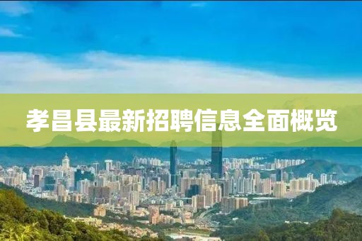 孝昌县最新招聘信息全面概览