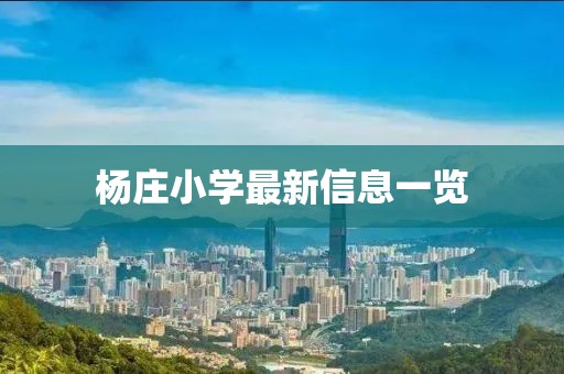 杨庄小学最新信息一览