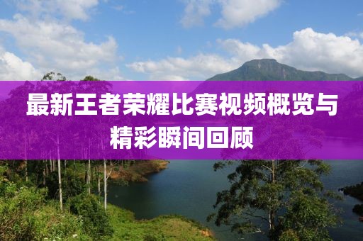 最新王者荣耀比赛视频概览与精彩瞬间回顾