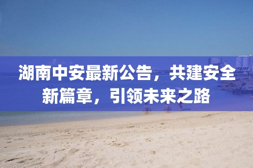 湖南中安最新公告，共建安全新篇章，引领未来之路