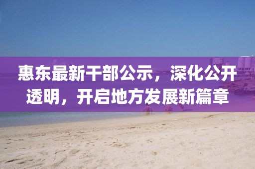 惠东最新干部公示，深化公开透明，开启地方发展新篇章