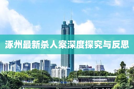 涿州最新杀人案深度探究与反思