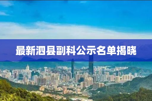 最新泗县副科公示名单揭晓