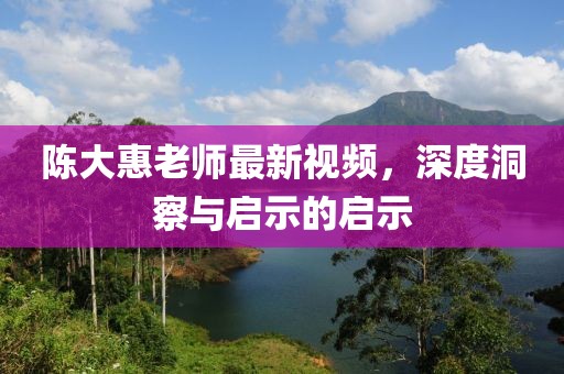 陈大惠老师最新视频，深度洞察与启示的启示