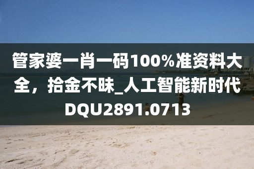 管家婆一肖一码100%准资料大全，拾金不昧_人工智能新时代DQU2891.0713