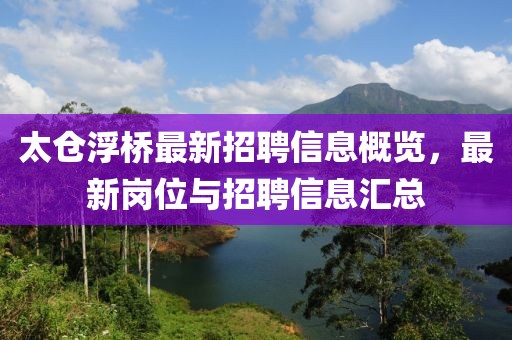 太仓浮桥最新招聘信息概览，最新岗位与招聘信息汇总
