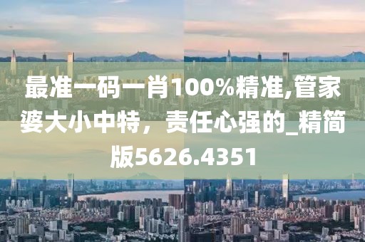 最准一码一肖100%精准,管家婆大小中特，责任心强的_精简版5626.4351