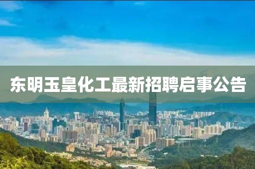 东明玉皇化工最新招聘启事公告