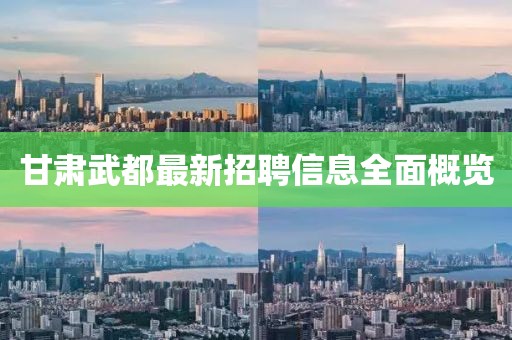 甘肃武都最新招聘信息全面概览