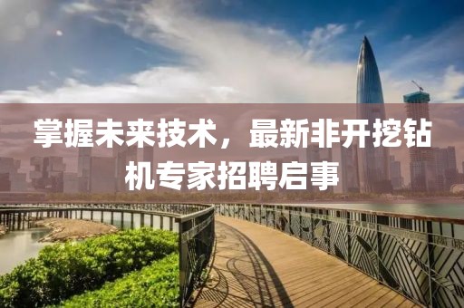 掌握未来技术，最新非开挖钻机专家招聘启事