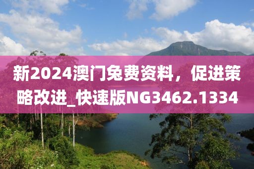 新2024澳门兔费资料，促进策略改进_快速版NG3462.1334