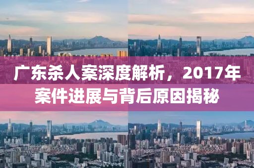 广东杀人案深度解析，2017年案件进展与背后原因揭秘