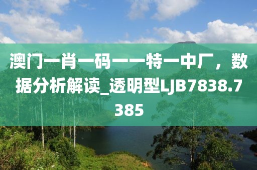 澳门一肖一码一一特一中厂，数据分析解读_透明型LJB7838.7385