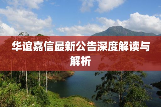 华谊嘉信最新公告深度解读与解析