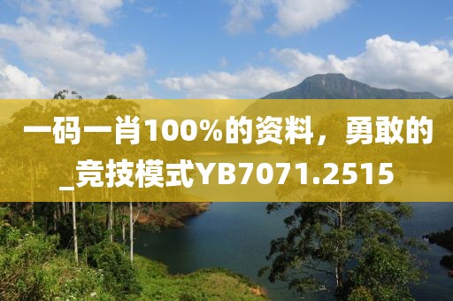 一码一肖100%的资料，勇敢的_竞技模式YB7071.2515