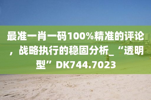 最准一肖一码100%精准的评论，战略执行的稳固分析_“透明型”DK744.7023