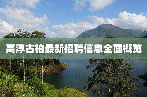高淳古柏最新招聘信息全面概览