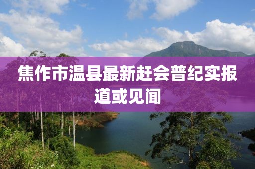 焦作市温县最新赶会普纪实报道或见闻