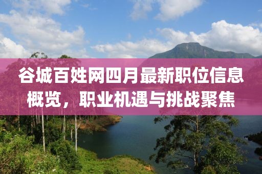 谷城百姓网四月最新职位信息概览，职业机遇与挑战聚焦