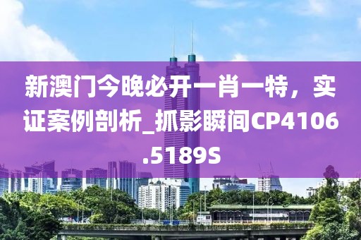新澳门今晚必开一肖一特，实证案例剖析_抓影瞬间CP4106.5189S