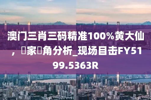 澳门三肖三码精准100%黄大仙，專家視角分析_现场目击FY5199.5363R