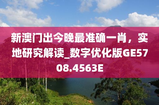 新澳门出今晚最准确一肖，实地研究解读_数字优化版GE5708.4563E