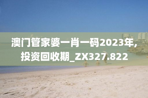 澳门管家婆一肖一码2023年,投资回收期_ZX327.822