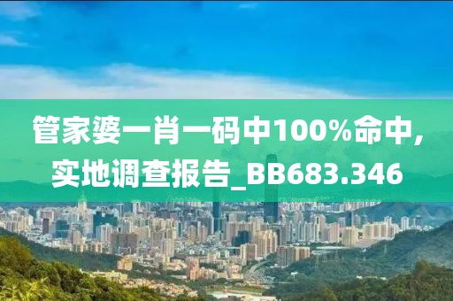 管家婆一肖一码中100%命中,实地调查报告_BB683.346