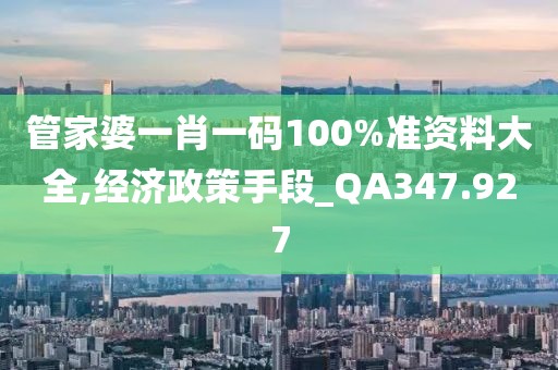 管家婆一肖一码100%准资料大全,经济政策手段_QA347.927