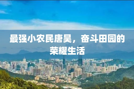最强小农民唐昊，奋斗田园的荣耀生活
