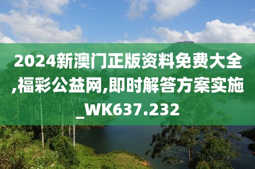 2024新澳门正版资料免费大全,福彩公益网,即时解答方案实施_WK637.232