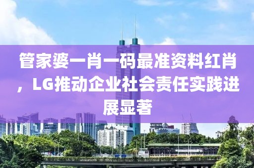 管家婆一肖一码最准资料红肖，LG推动企业社会责任实践进展显著